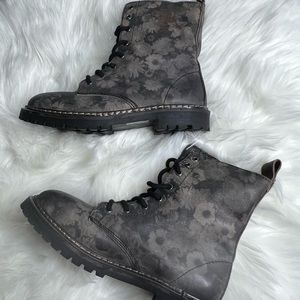 Coolway Grey Toned Floral Combat Boots Size 7 1/2